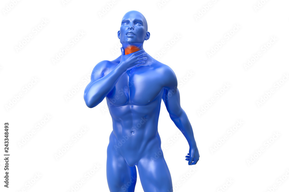 senior man with throat or neck pain irritation. 3d illustration senior man with throat or neck pain irritation. 3d illustration