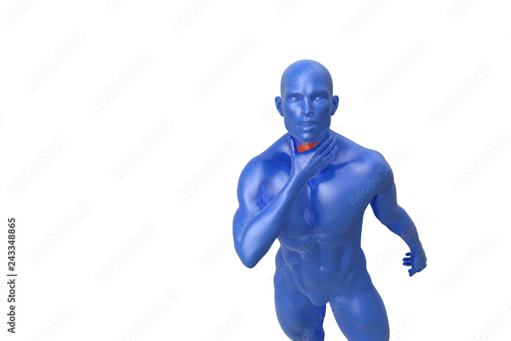 senior man with throat or neck pain irritation. 3d illustration senior man with throat or neck pain irritation. 3d illustration