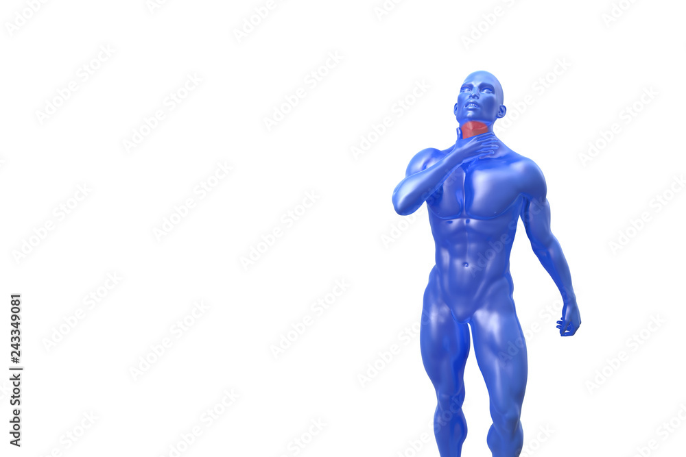 senior man with throat or neck pain irritation. 3d illustration senior man with throat or neck pain irritation. 3d illustration