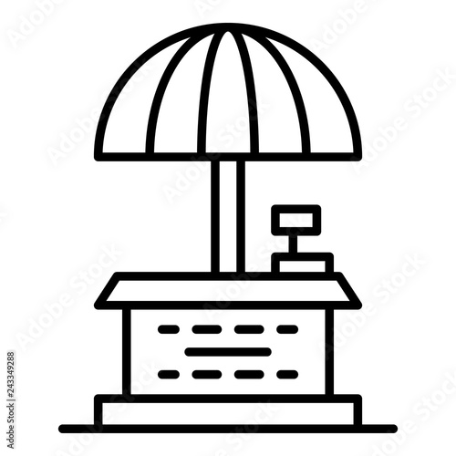 Street shop umbrella icon. Outline street shop umbrella vector icon for web design isolated on white background