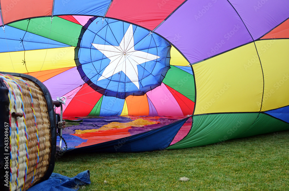 Fototapeta premium Hot air balloon and basket close up on ground
