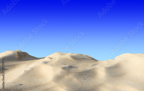 Sand on blue sky background.