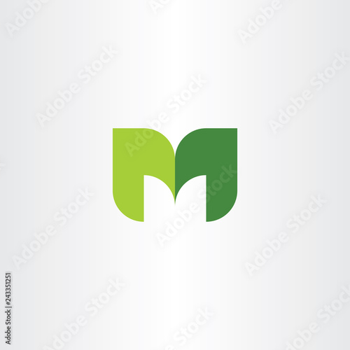 m logo letter leaves green eco icon vector