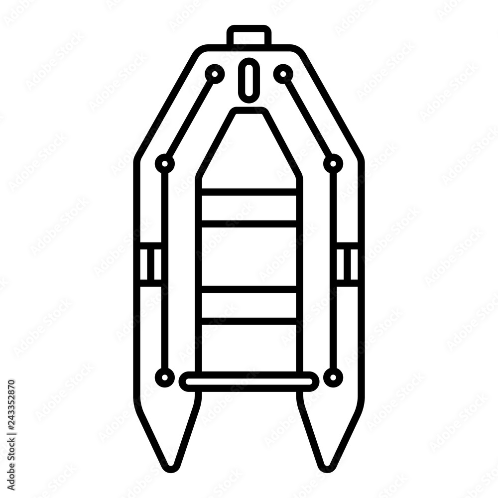 Rubber boat icon. Outline rubber boat vector icon for web design isolated on white background Rubber boat icon. Outline rubber boat vector icon for web design isolated on white background
