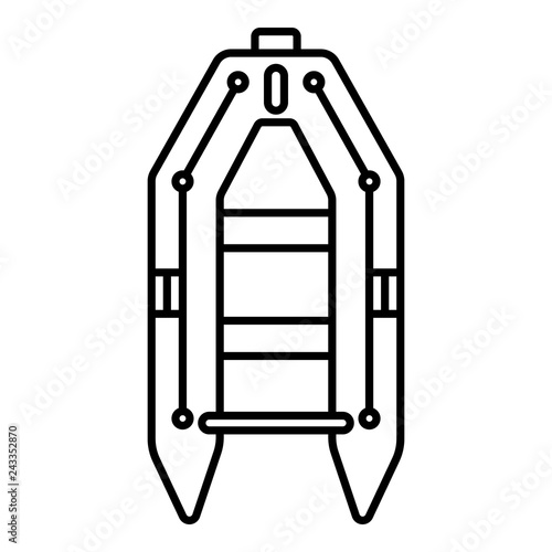 Rubber boat icon. Outline rubber boat vector icon for web design isolated on white background
