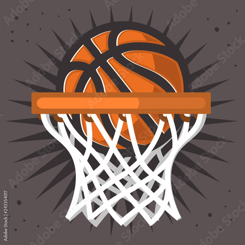 Basketball Hoop And A Ball Design Vector Graphic