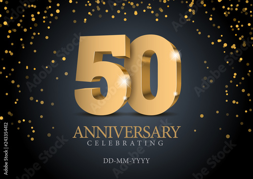 Anniversary 50. gold 3d numbers.