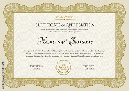 Certificate template. Diploma of modern design or gift certificate.