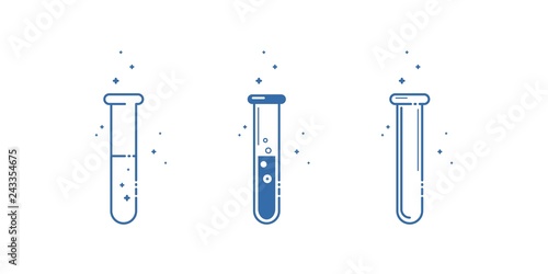 A test tube. Icons set. Equipment for chemical laboratory. Line design. Vector