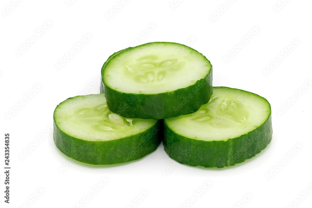 Japanese cucumber slices isolated on a white background Japanese cucumber slices isolated on a white background