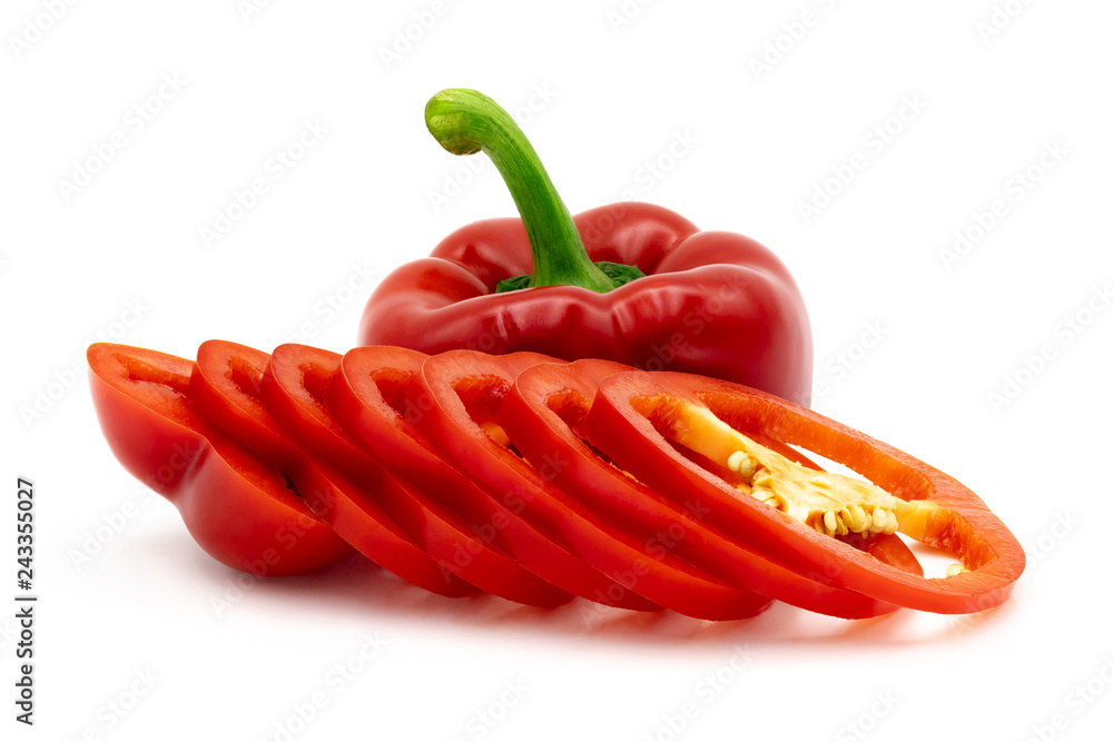 Red chilli slices separated on a white background Red chilli slices separated on a white background