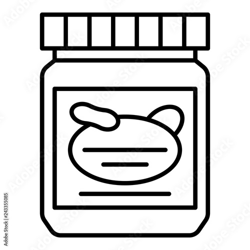 Peanut butter jar icon. Outline peanut butter jar vector icon for web design isolated on white background