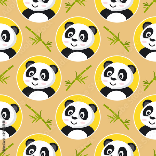Fototapeta Naklejka Na Ścianę i Meble -  Little Panda Seamless Pattern