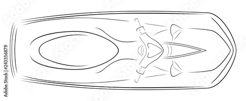 Aqua jetski line art top view isolated vector illustration