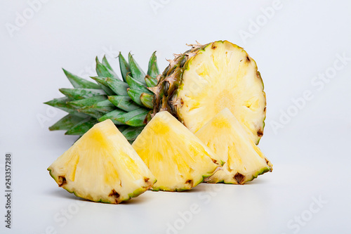 ripe pineapple isolated on white background 