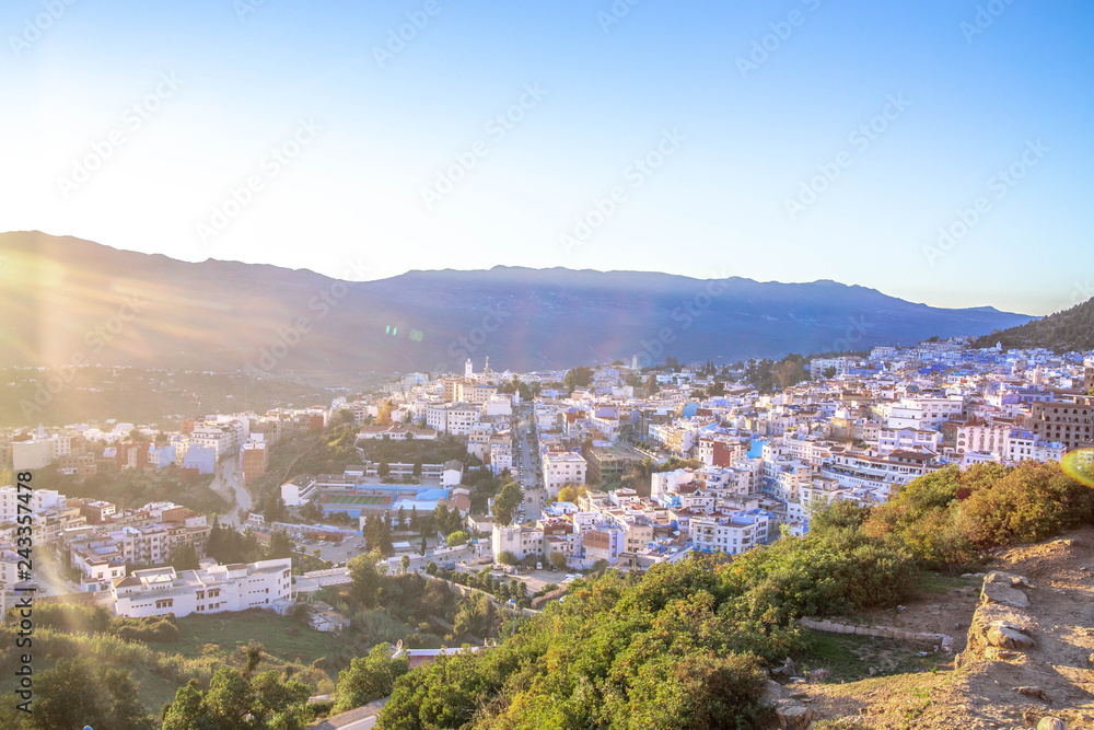 Panoramic view in Chefchaouen, Marocco