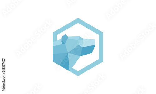 Fotografiet Polar Bear Vector Logo constructed using polygonal shapes.