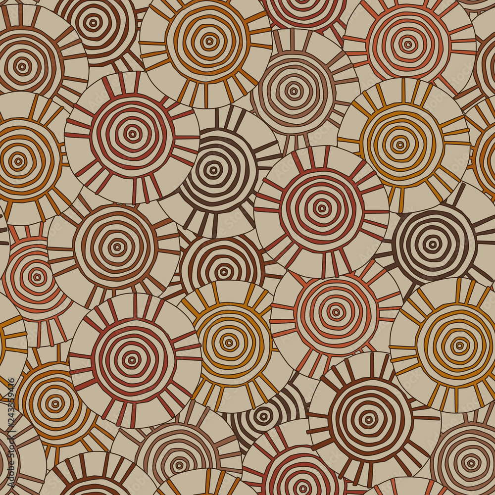 Circular, tribal pattern with motifs of African tribes Surma and Mursi