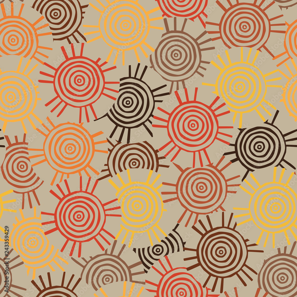 Circular, tribal pattern with motifs of African tribes Surma and Mursi