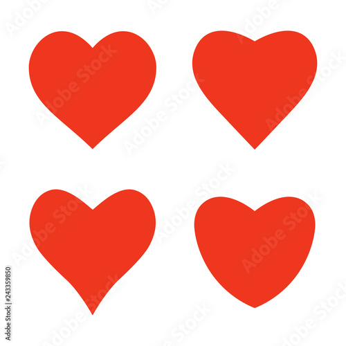 Heart icon love symbol, set. Vector illustrations. Flat design.