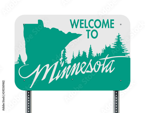 Welcome to Minnesota green and white road sign