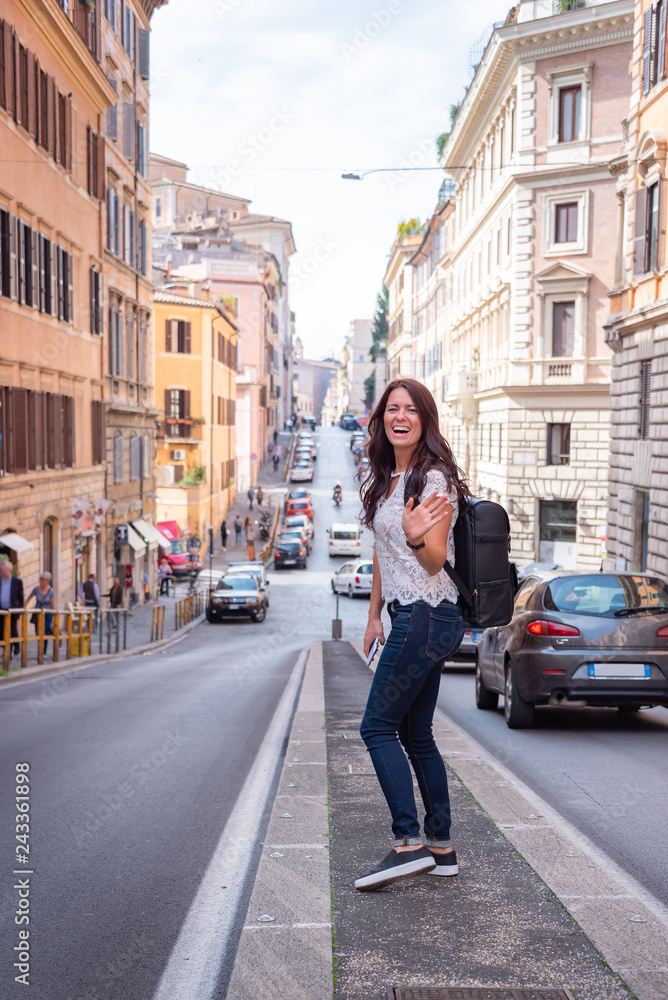 Traveler in Rome Italy during the day