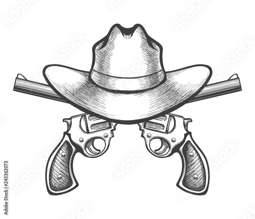 Revolvers with Cowboy Hat