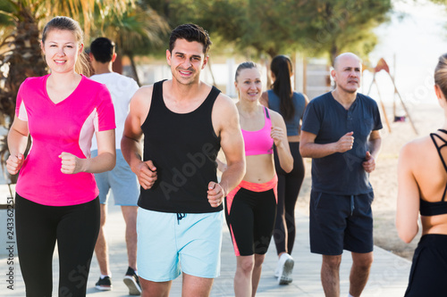 Active people during running training