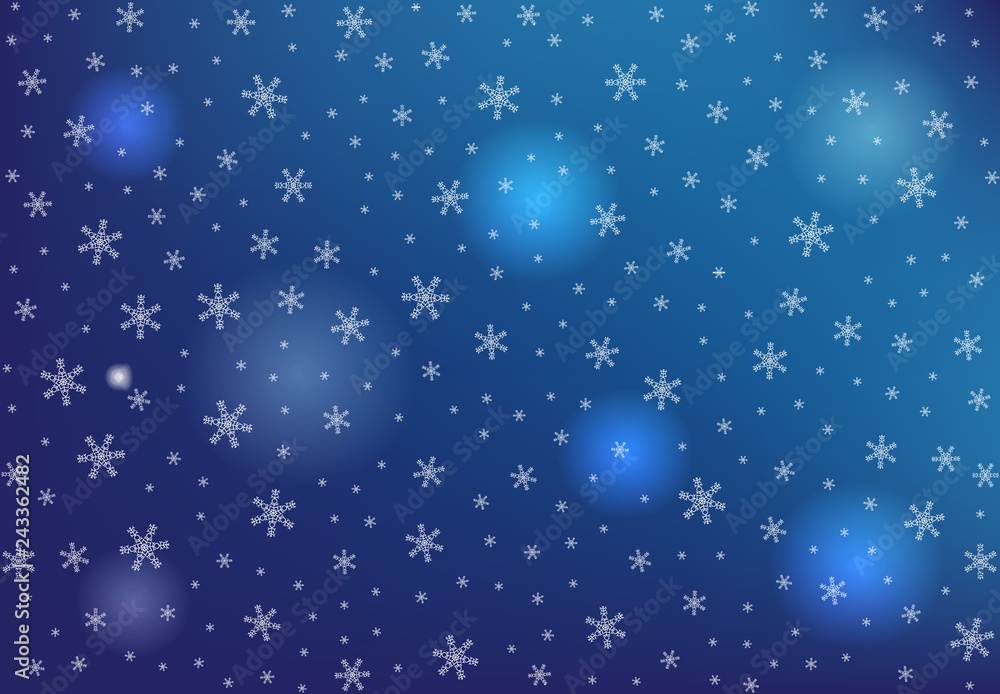 Fototapeta premium Winter background with falling snow and snowflakes