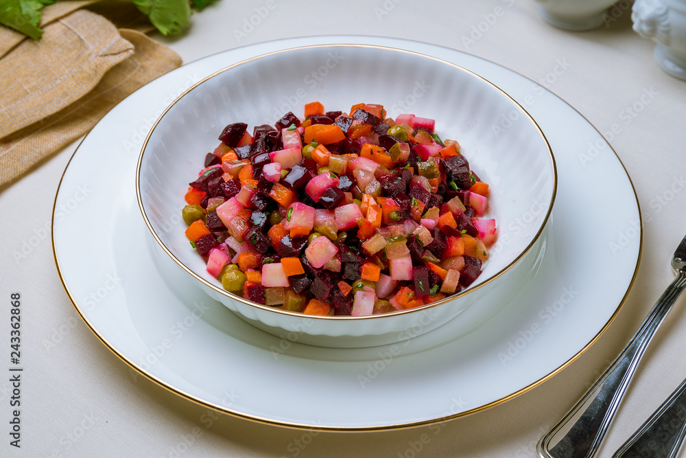 Vinaigrette on a white plate Vinaigrette on a white plate