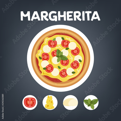 Pizza of different types set. Margherita and pepperoni