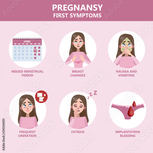 First symptoms of pregnancy. Sickness and constipation