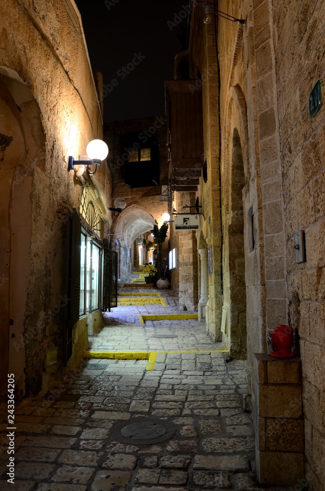 Street in Old Jaffa by night