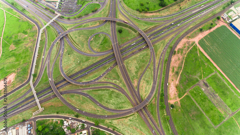 Flyover the complex road junction. Sunny day. Modern Brazil. Flyover the complex road junction. Sunny day. Modern Brazil.