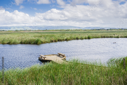 Observation deck in the marshes of Coyote Hills Regional Park  East San Francisco bay  California