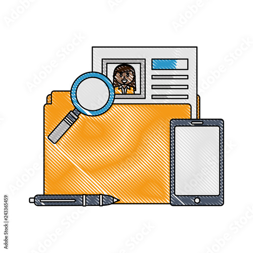 folder with curriculum vitae and objects