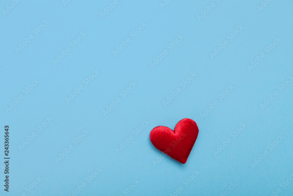 The red Heart shapes on blue background in love concept for valentine's day with sweet and romantic moment The red Heart shapes on blue background in love concept for valentine's day with sweet and romantic moment