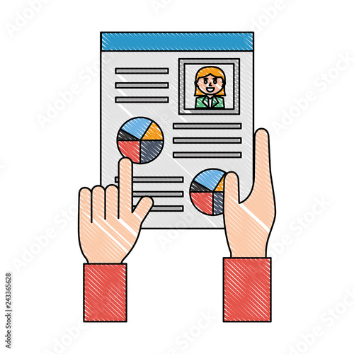 hands with curriculum vitae isolated icon