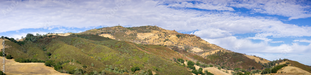 Panoramic view towards Mt Diablo summit on a clear autumn day, Mt Diablo State Park, Contra Costa county, San Francisco bay area, California