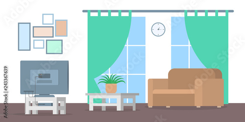 Living room interior. Modern furniture and cozy