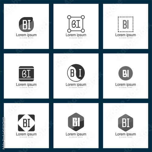Set of letter logo. Initial BI Logo Template Vector Design