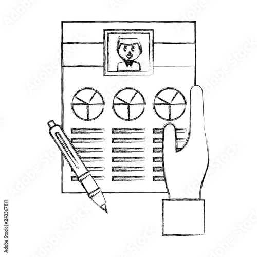 hand with curriculum vitae and pen