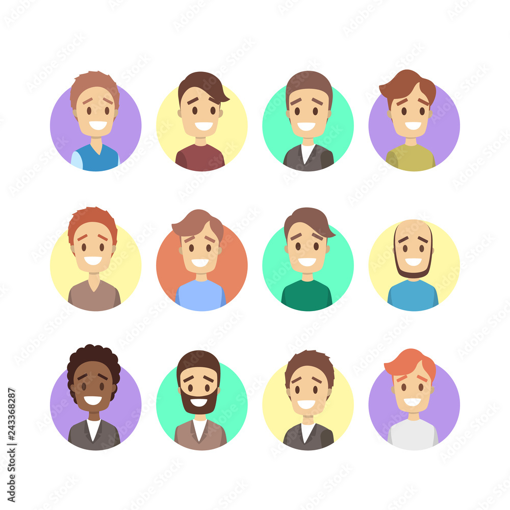 Portrait of different character set. Collection of face Portrait of different character set. Collection of face