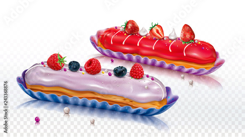 Two Eclair cake with icing