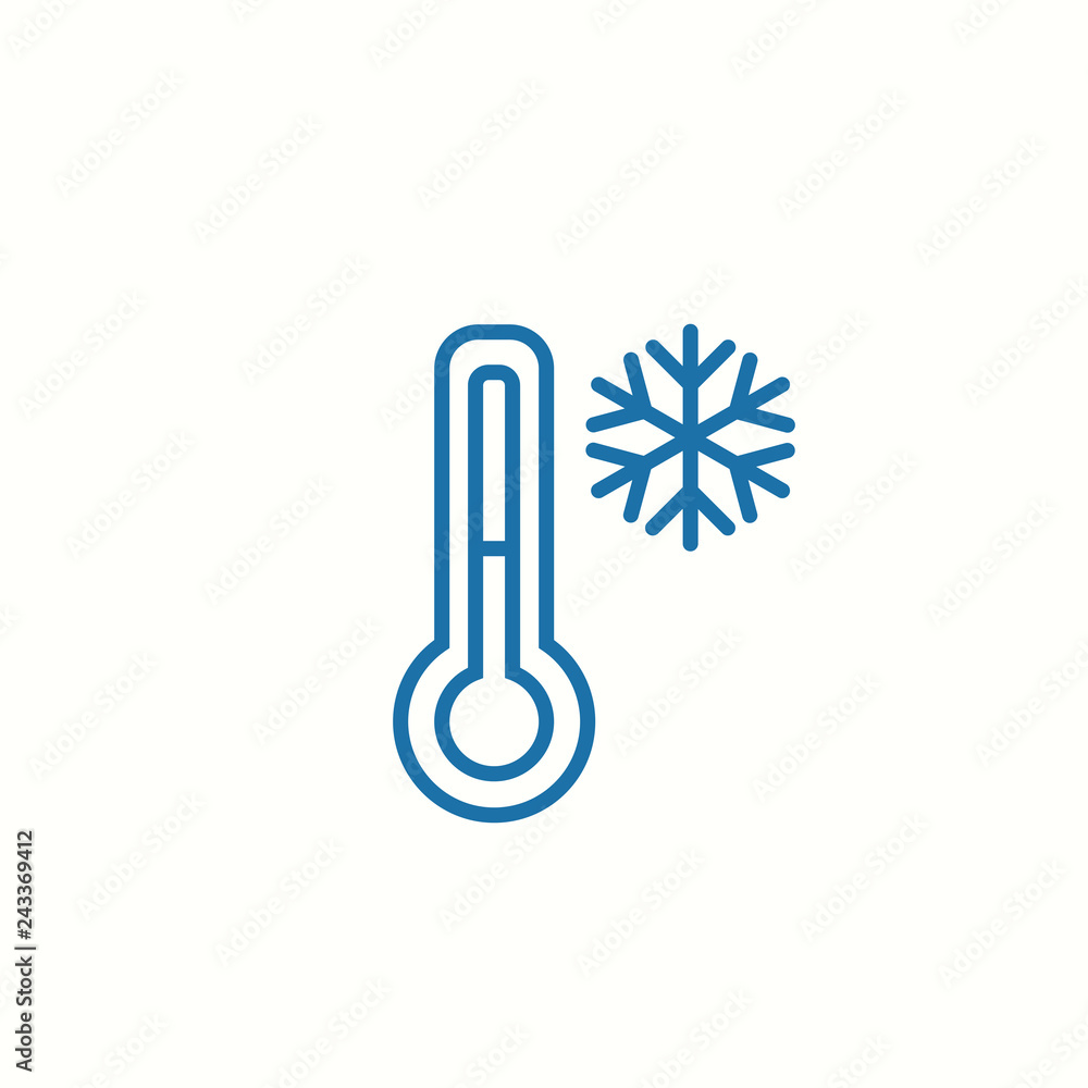 cold temperature winter thermometer thin line blue icon cold temperature winter thermometer thin line blue icon