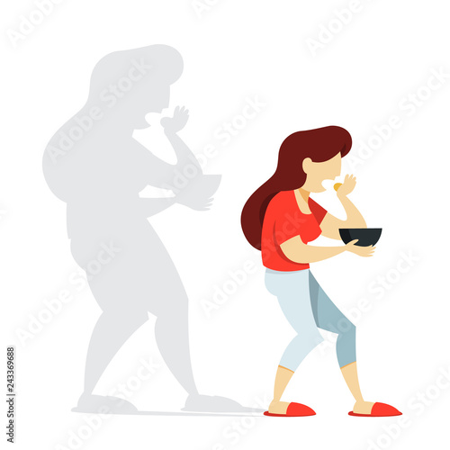Eating disorder concept. Problem with food and weight
