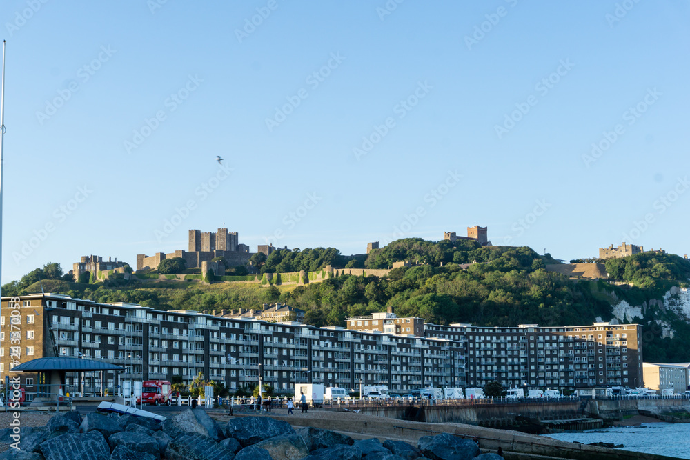 Dover city Beach with Castle panorama