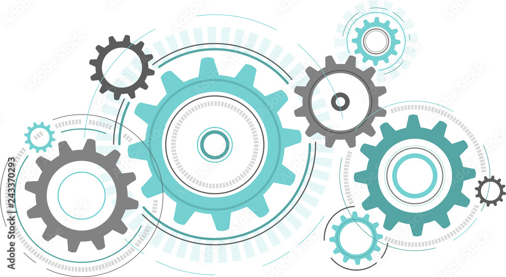 Linked Cogwheels Design - vector illustration