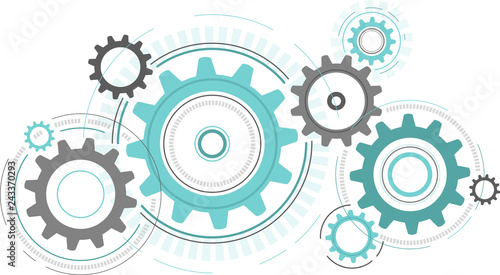 Linked Cogwheels Design - vector illustration