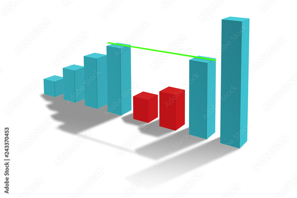 Bar chart showing growth - 3d rendering Bar chart showing growth - 3d rendering